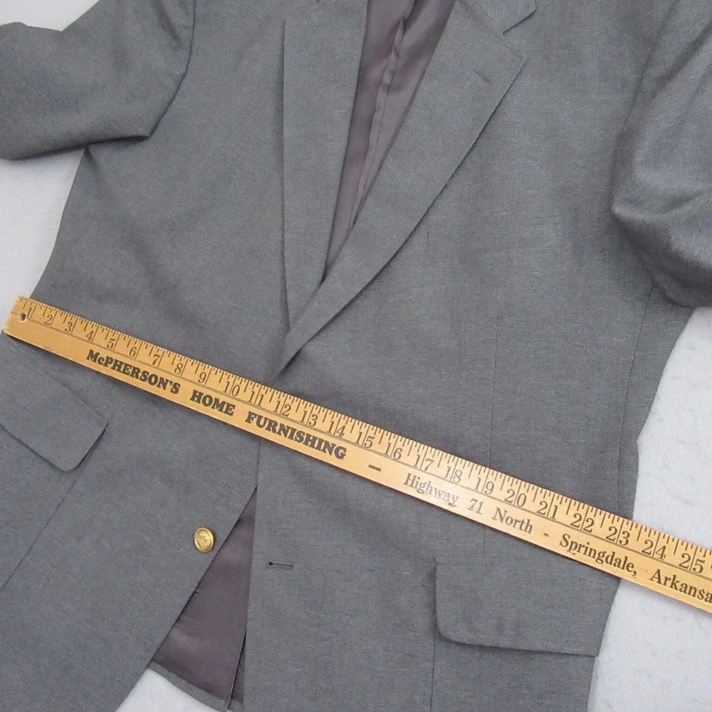 David Taylor Blazer Light Gray Gold Button Mens 46R Wool Blend Single Vent